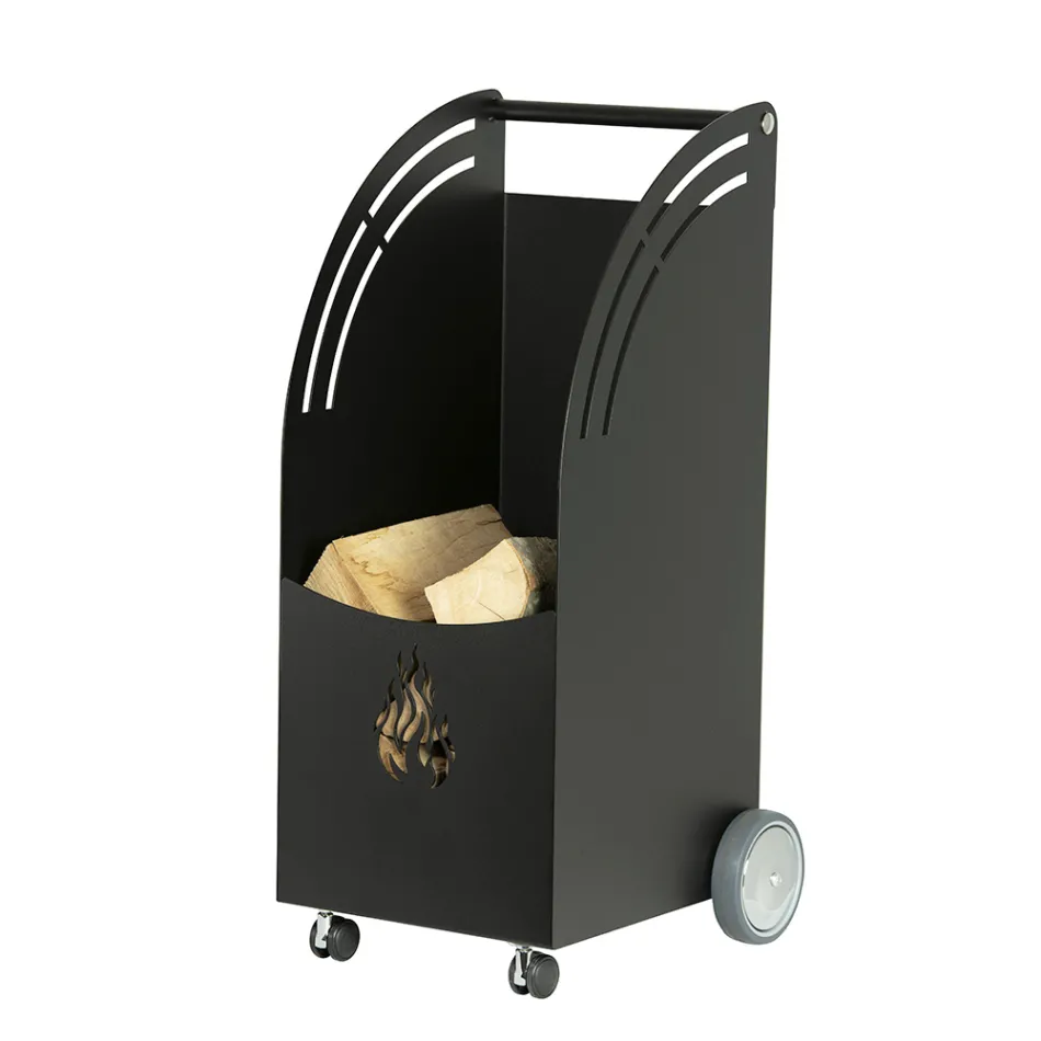 Kovový dřevěný vozík se 4 kolečky Made in Italy - Coccinella Viadurini