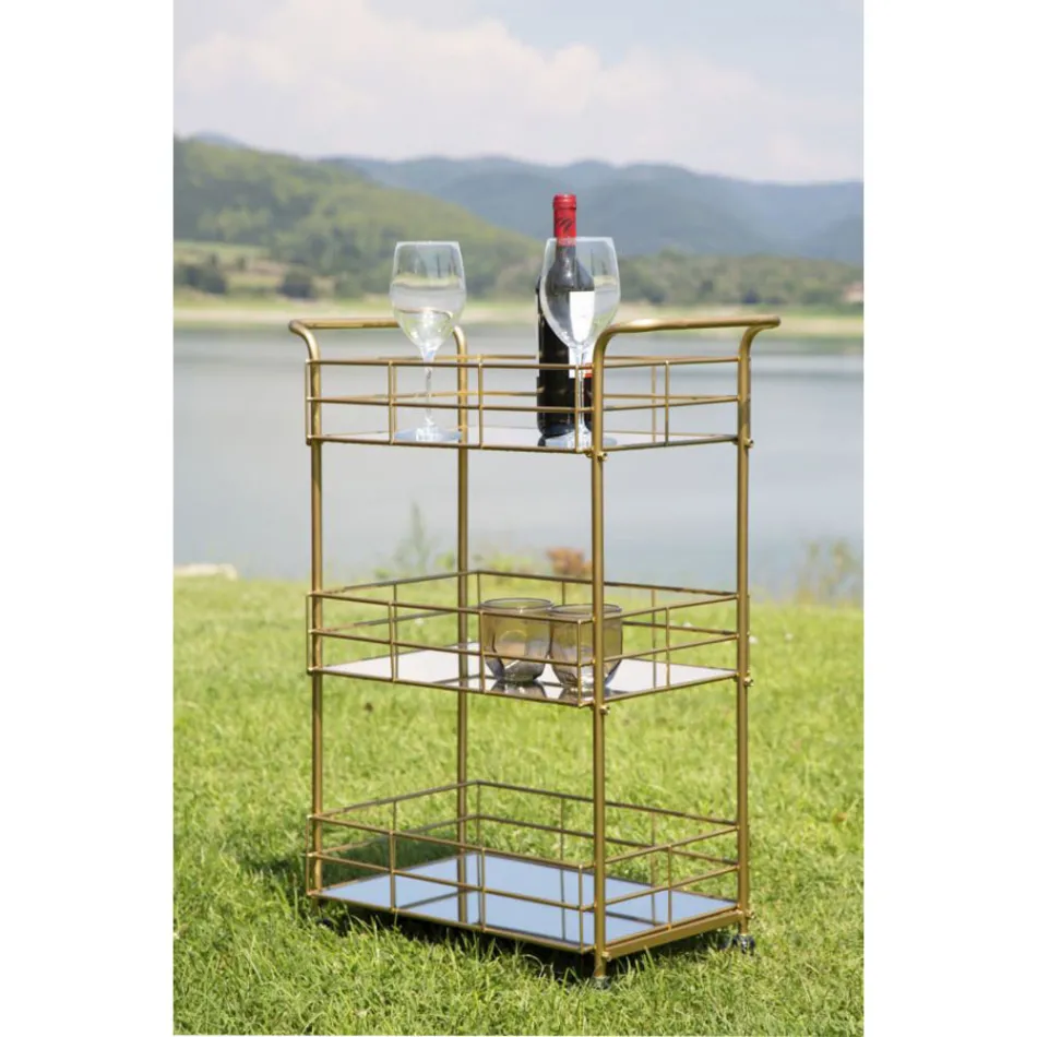 Potravinový vozík se zlatou strukturou se zlatou povrchovou úpravou - Viviana Viadurini
