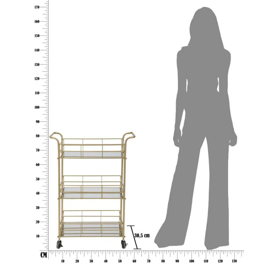 Potravinový vozík se zlatou strukturou se zlatou povrchovou úpravou - Viviana Viadurini