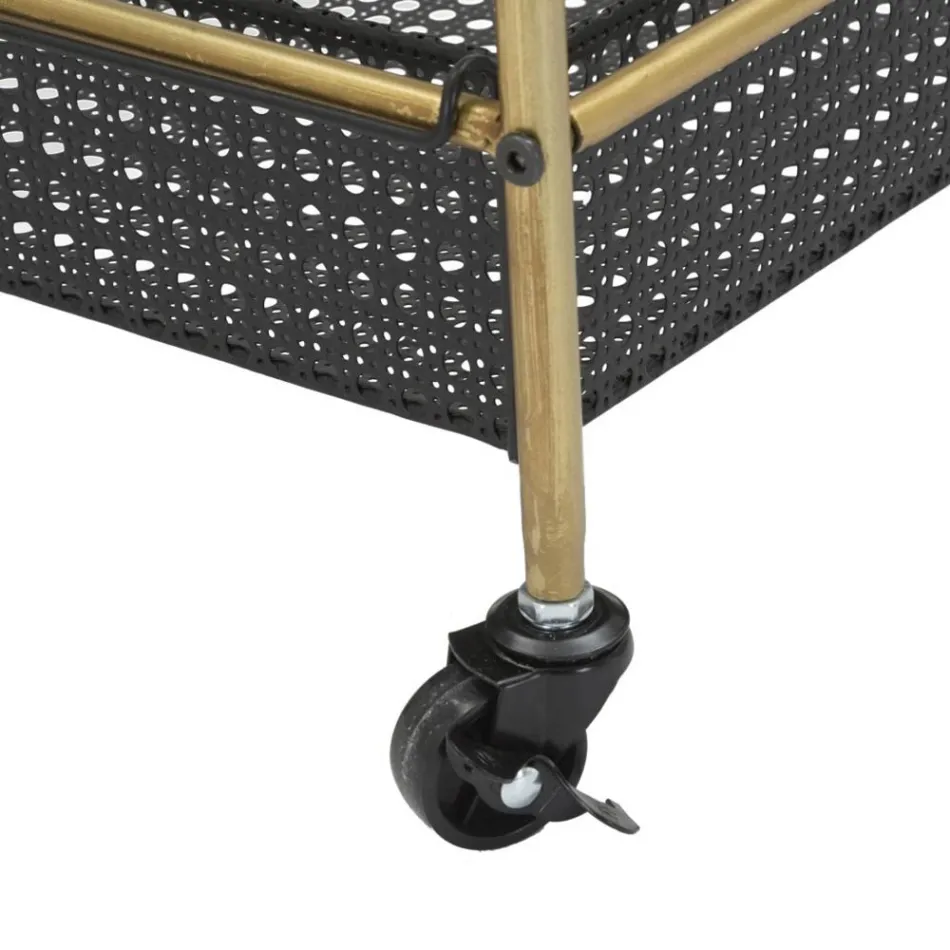 Železný potravinový vozík se strukturou ve zlaté povrchové úpravě - elegantní Viadurini