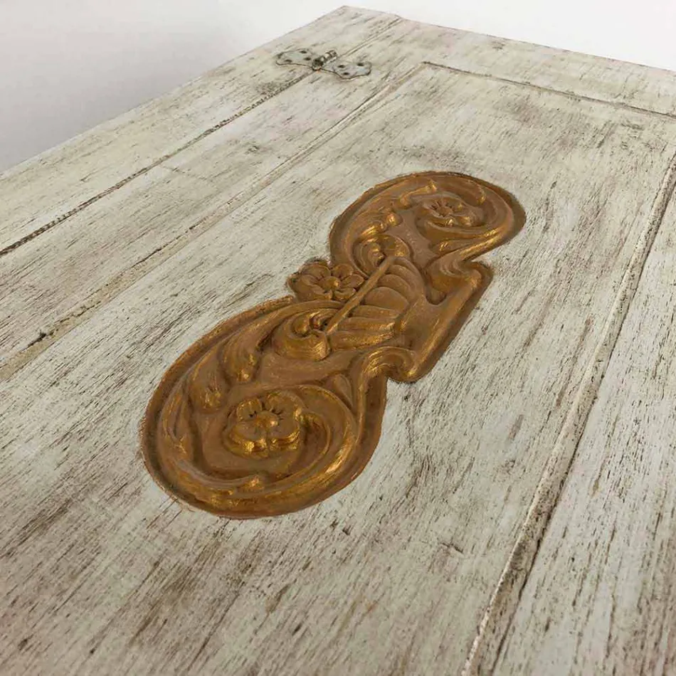 Hrudník vyrobený ručně z masivního dřeva se zlatými profily vyrobenými v Itálii - Caio Viadurini