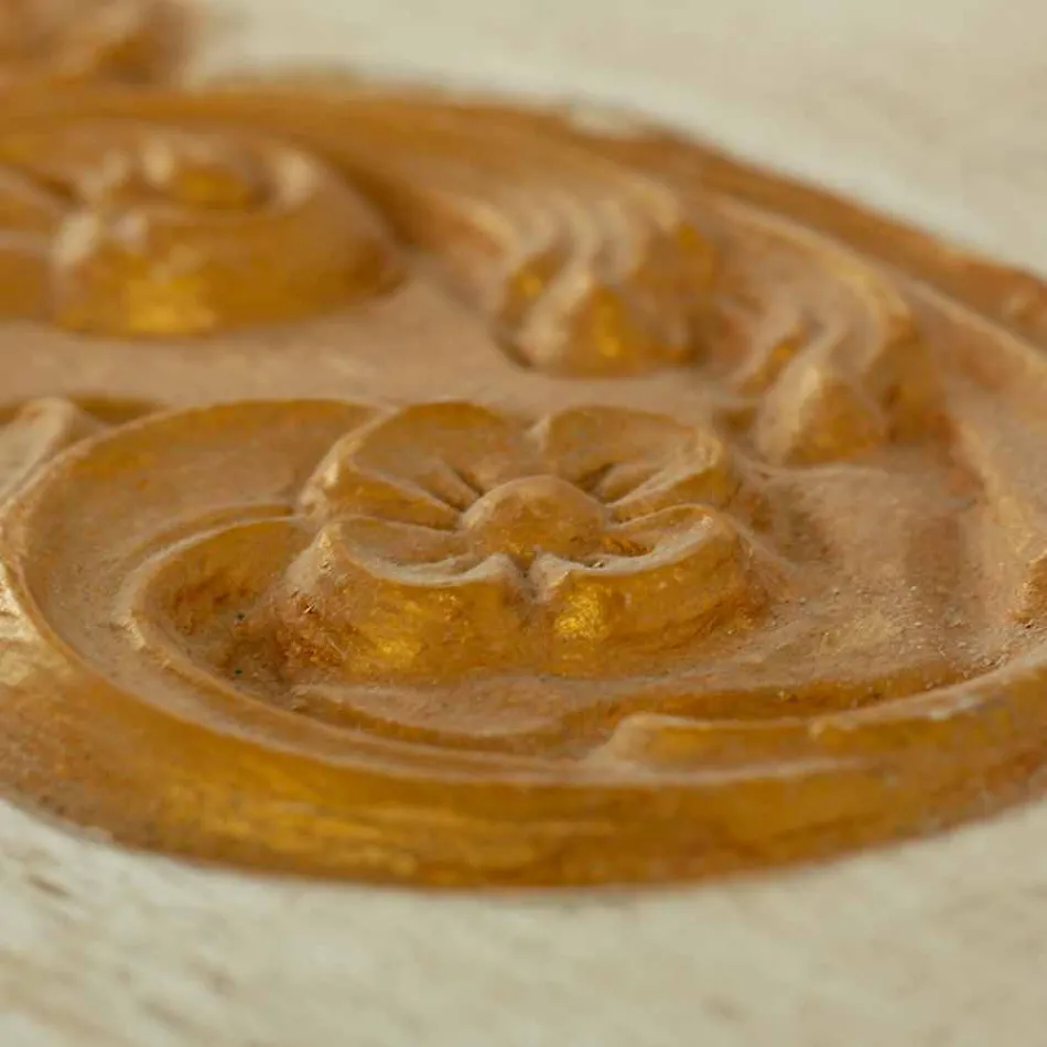 Hrudník vyrobený ručně z masivního dřeva se zlatými profily vyrobenými v Itálii - Caio Viadurini