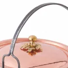 Ručně pocínovaný měděný kastrol, víko a oblouková rukojeť 26 cm - Mariagiu Viadurini