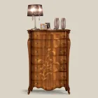 Komoda se 7 zásuvkami z intarzovaného ořechového dřeva Made in Italy - Commodus Viadurini