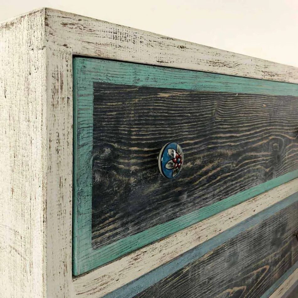 Artisan komoda ze dřeva jedle se 3 zásuvkami vyrobenými v Itálii - opice Viadurini