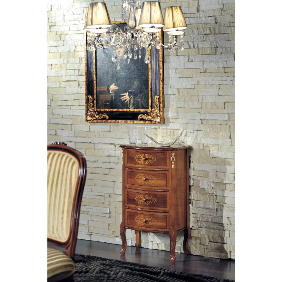 Klasická komoda z ořechového dřeva 4 nebo 6 zásuvek Made in Italy - Katerine Viadurini