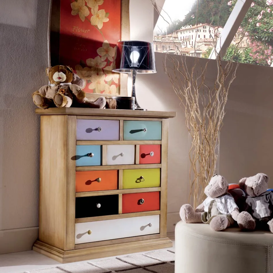 Komoda se všemi barevnými zásuvkami a různými úchyty Made in Italy - Aditya Viadurini