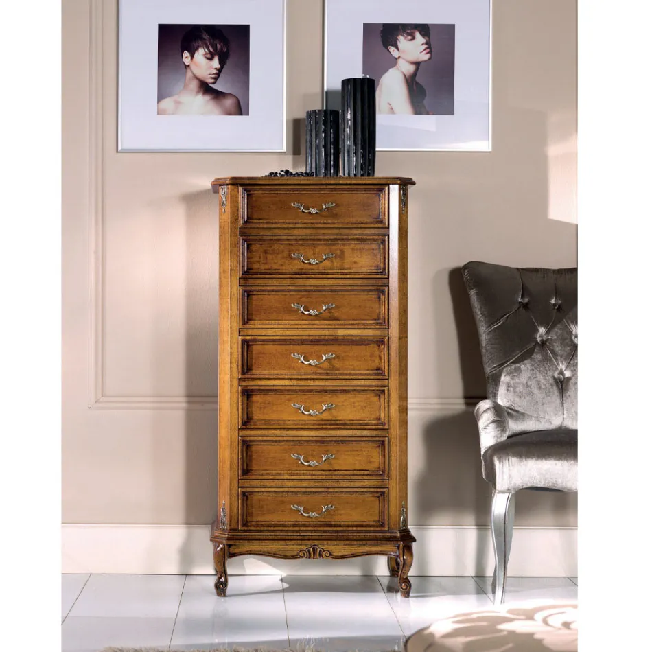 Dřevěná komoda se 7 nebo 5 zásuvkami klasického stylu Made in Italy - Richard Viadurini
