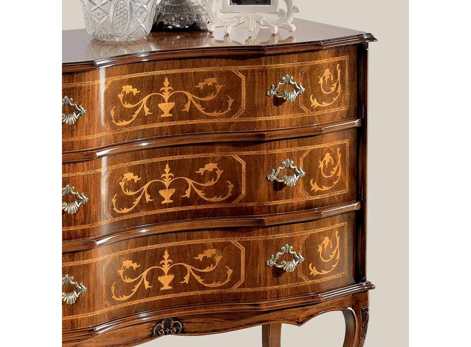 Dřevěná komoda klasického stylu se 3 zásuvkami Made in Italy - Elegantní Viadurini