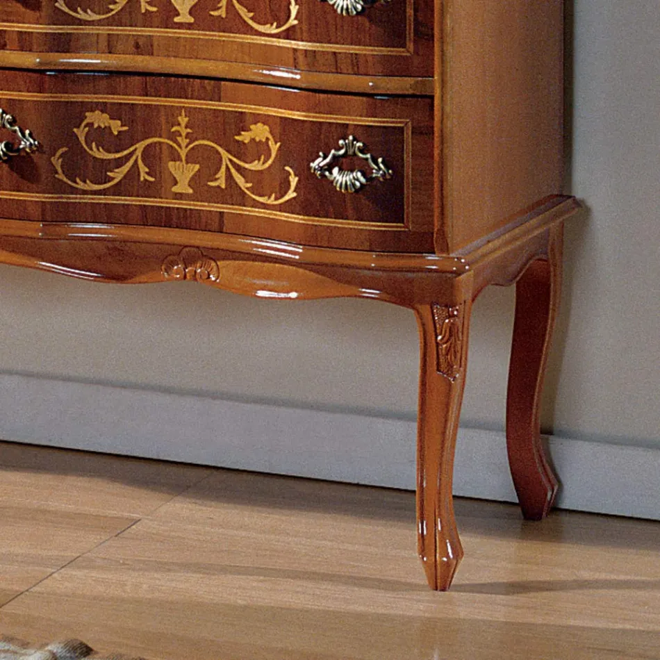 Dřevěná komoda klasického stylu se 6 zásuvkami Made in Italy - Elegantní Viadurini