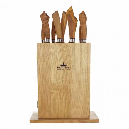 Magnetický blok ze dřeva s 9 kuchyňskými noži italské výroby - blok Viadurini
