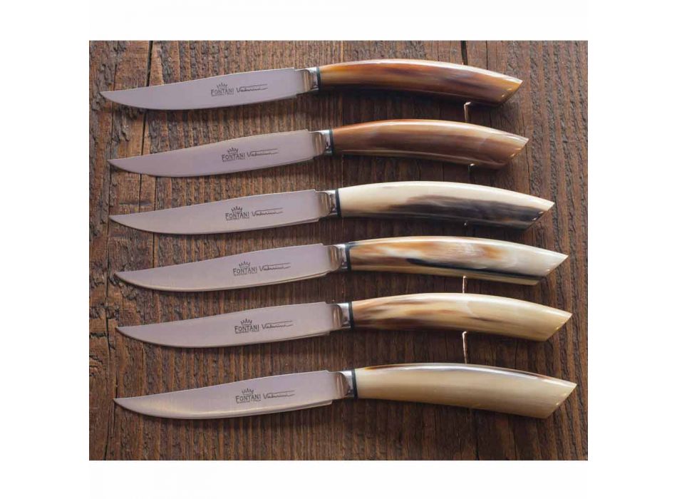 Blok v olivovém dřevě se 6 steakovými noži italské výroby - Blok Viadurini