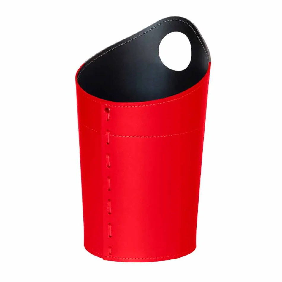 Recyklovaný odpadový koš na papír v ruční kůži Ambrogio Viadurini