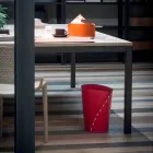 Kožený koš s odpadním papírem pro službu Servus, ručně vyráběný v Itálii Viadurini