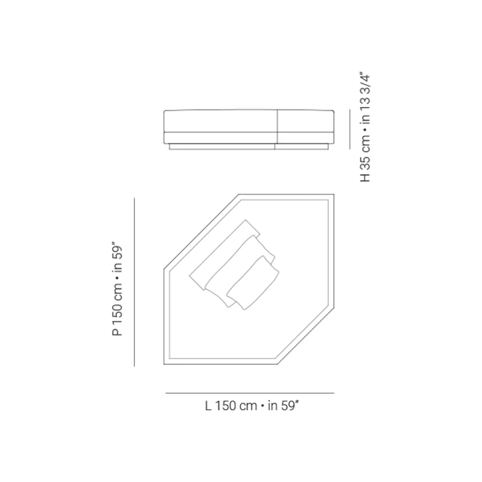 Rohová zahradní lenoška z látky Made in Italy - Rubik Viadurini