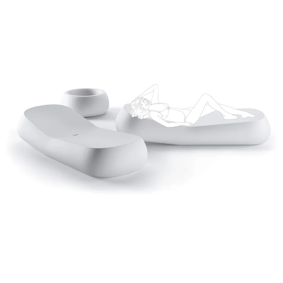 Designová venkovní lenoška z bílého polyetylenu Made in Italy - Ervin Viadurini