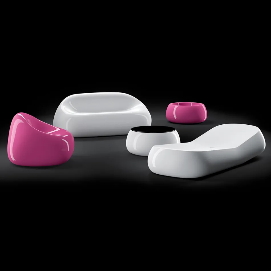 Designová venkovní lenoška z bílého polyetylenu Made in Italy - Ervin Viadurini