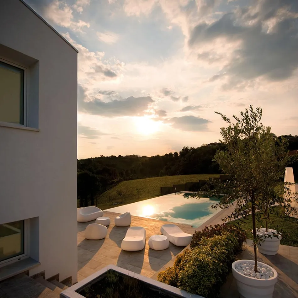 Designová venkovní lenoška z bílého polyetylenu Made in Italy - Ervin Viadurini