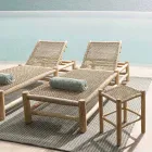 Venkovní lehátko v teakových větvích a tkaní ze syntetických vláken - Tecno Viadurini