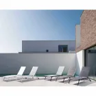 Venkovní lehátko z textilu a hliníku s kolečky, 4 kusy - Babilonia Viadurini