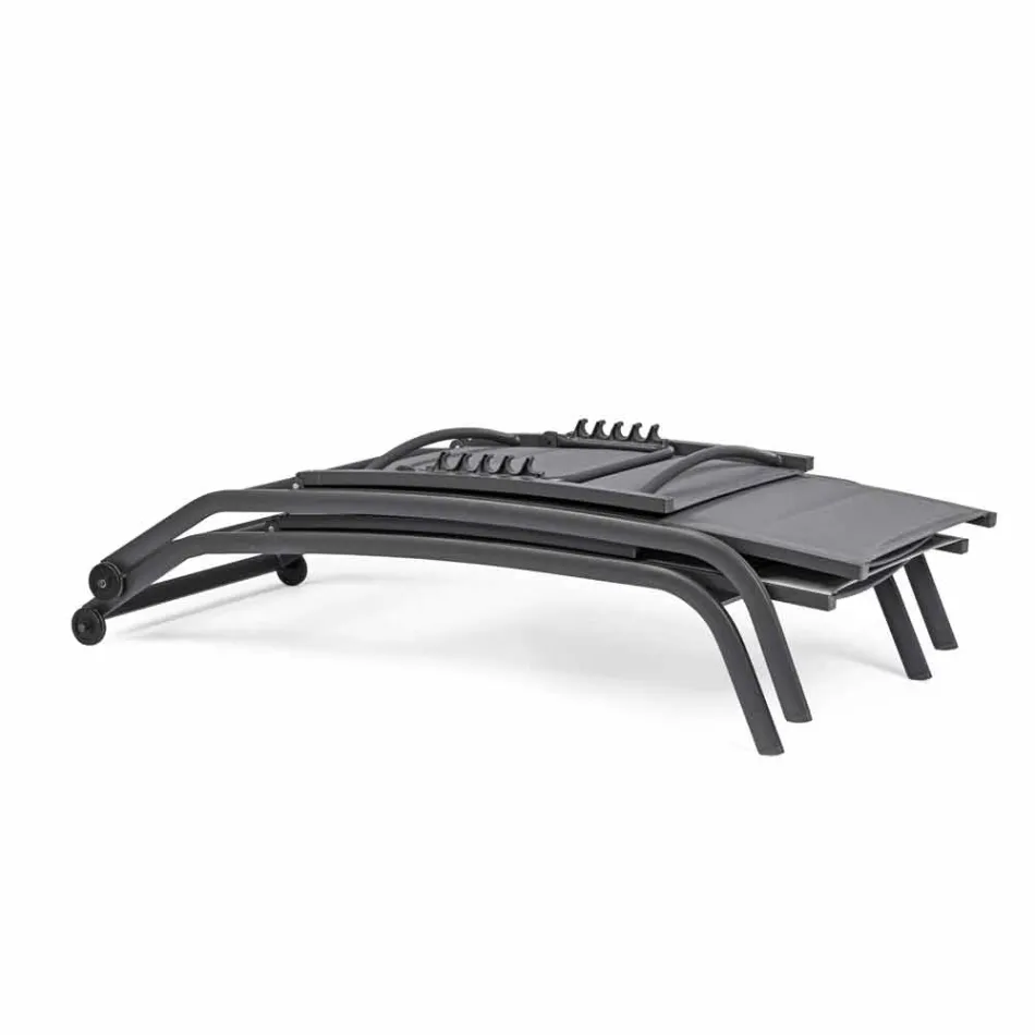 Venkovní lehátko z textilu a hliníku s kolečky, 4 kusy - Babilonia Viadurini