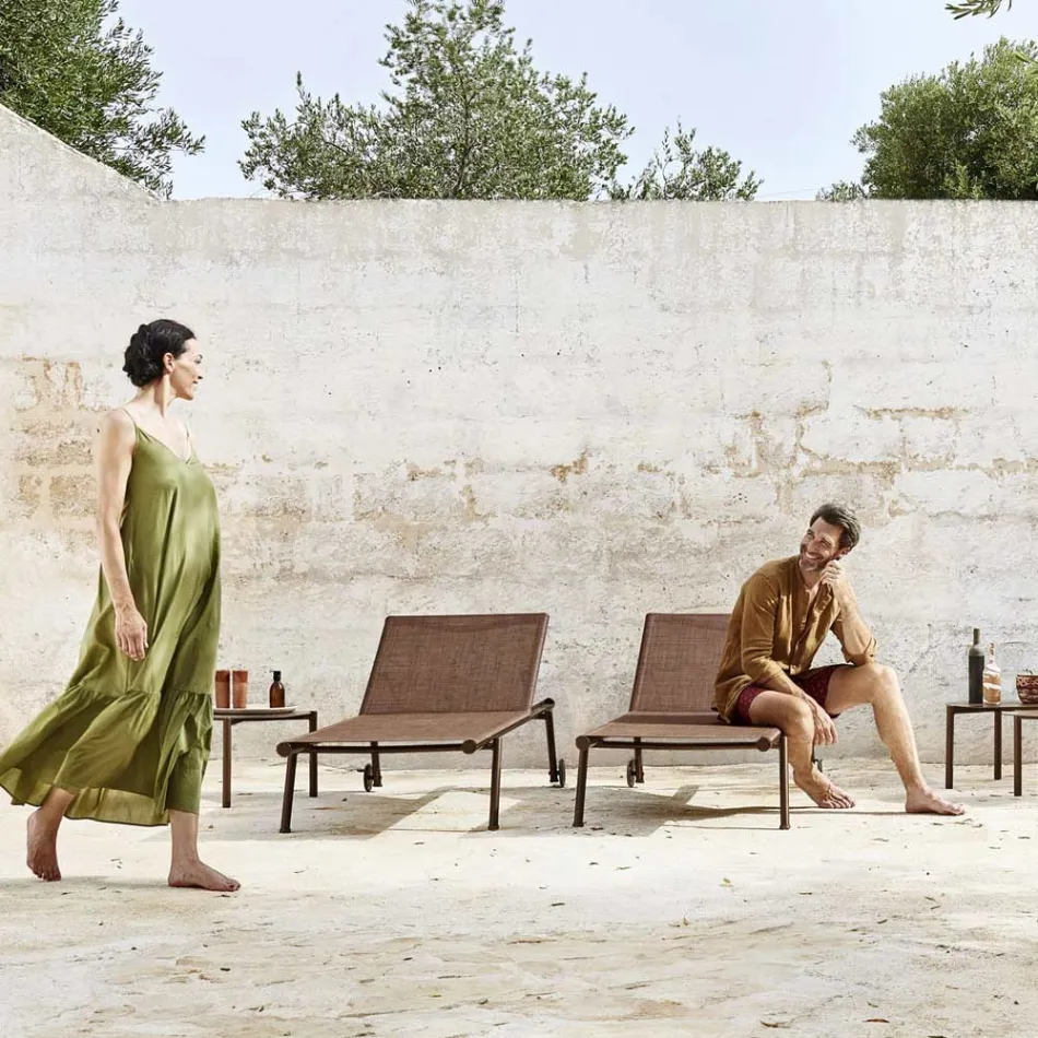 Zahradní lenoška z hliníku a technické tkaniny - Bahia od Varaschin Viadurini