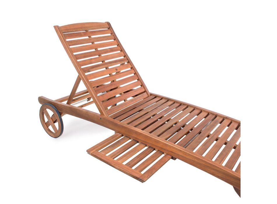 Dřevěná zahradní lenoška s designovými kolečky pro outdoor - Roxen Viadurini