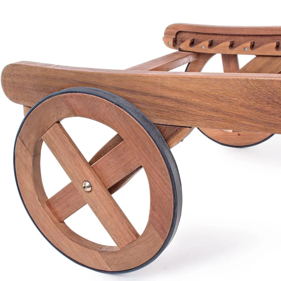 Dřevěná zahradní lenoška s designovými kolečky pro outdoor - Roxen Viadurini