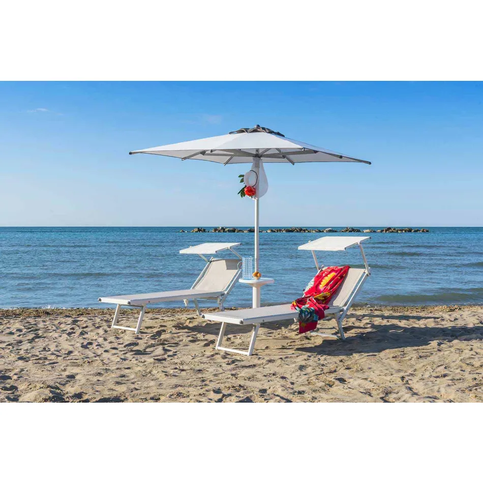 Moderní zahradní lehátko se slunečníkem a sklopným opěradlem - Arnold Viadurini