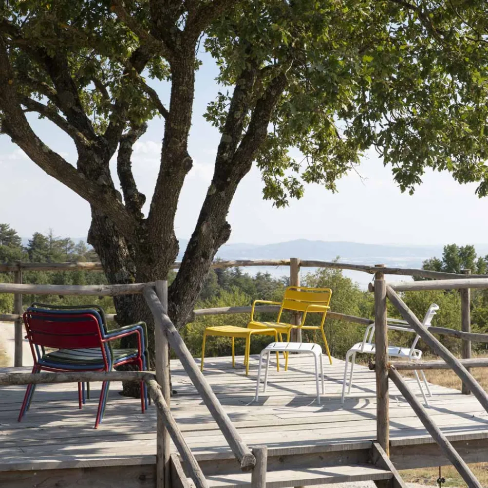 Venkovní lenoška s kovovou podnožkou Made in Italy - Amina Viadurini