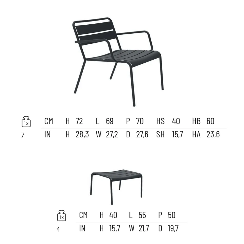 Venkovní lenoška s kovovou podnožkou Made in Italy - Amina Viadurini