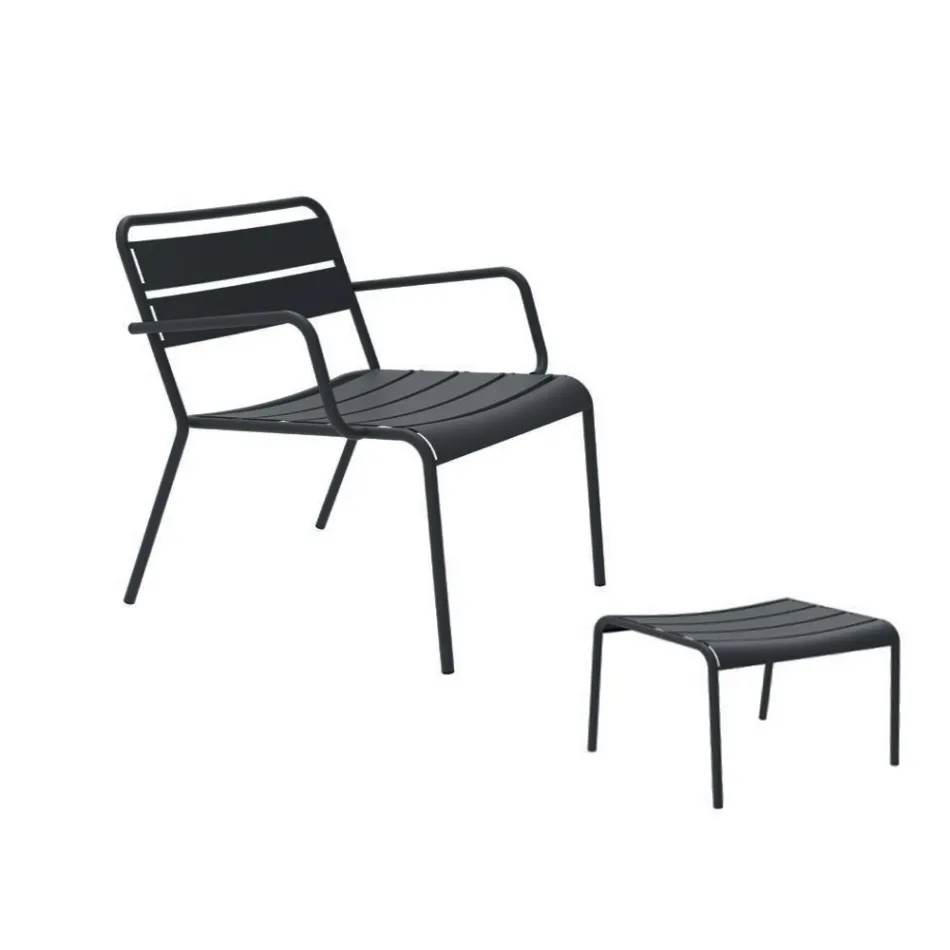 Venkovní lenoška s kovovou podnožkou Made in Italy - Amina Viadurini