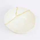 Mísy v bílém porcelánu a italském luxusním designu se zlatými listy - Cicatroro Viadurini