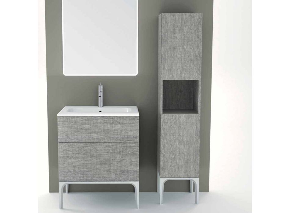 Koupelnový sloup se 2 dveřmi v moderním designu Ambra z ekologického dřeva, vyrobený v Itálii Viadurini