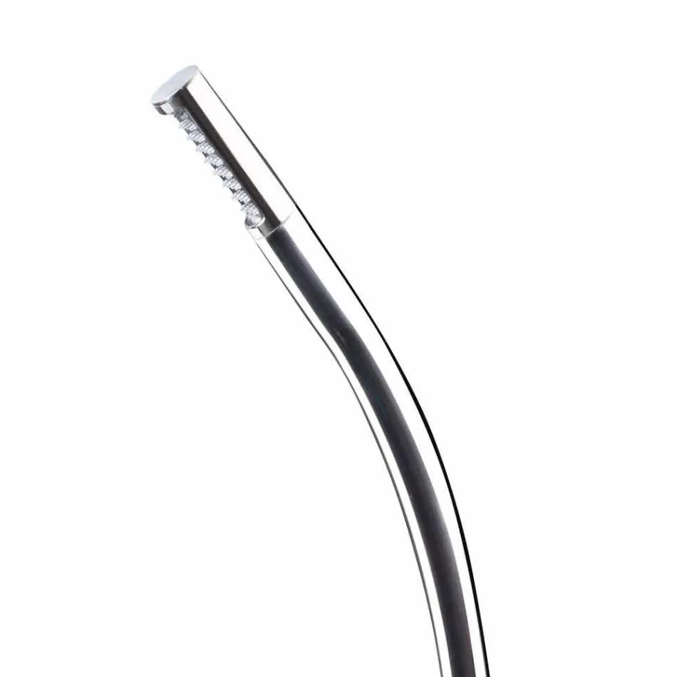 Venkovní sprchový sloup z oceli s integrovanou sprchovou hlavicí vyrobený v Itálii - Yuki Viadurini