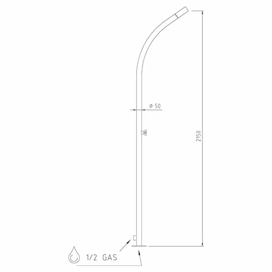 Venkovní sprchový sloup z oceli s integrovanou sprchovou hlavicí vyrobený v Itálii - Yuki Viadurini