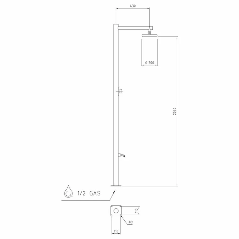 Zahradní sprchový sloup z chromované nerezové oceli vyrobený v Itálii - Modeo Viadurini