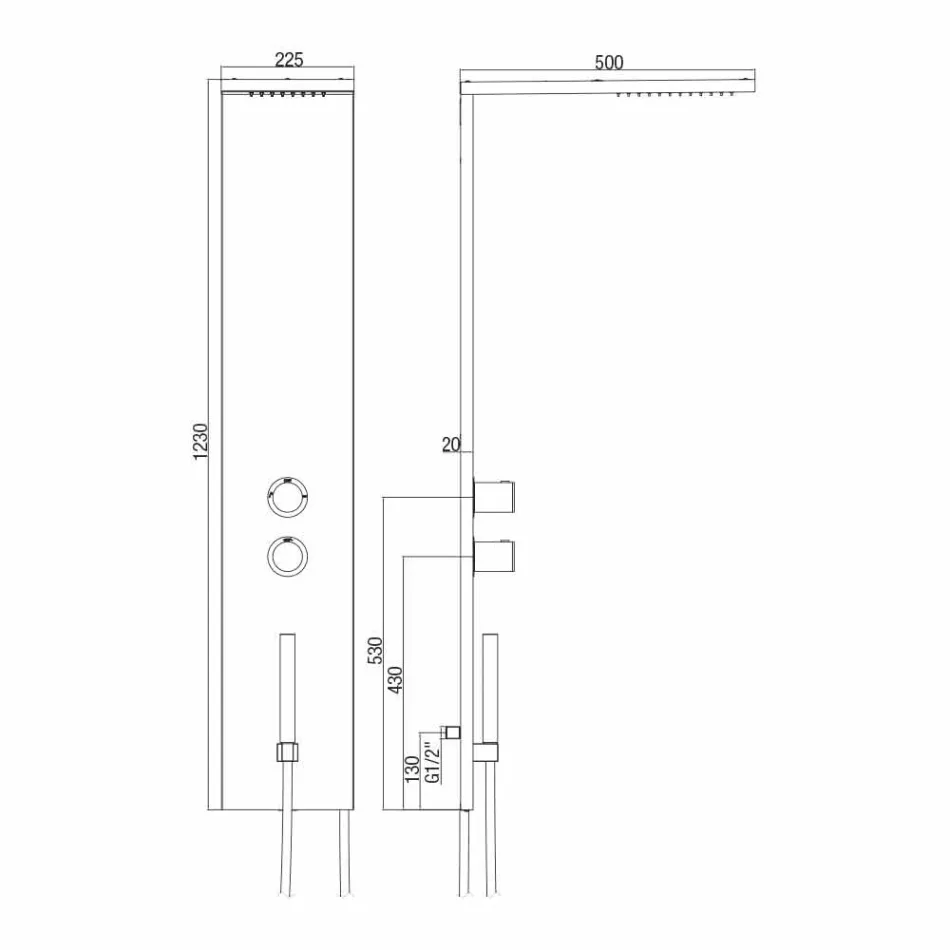 Termostatický nástěnný sprchový sloup z chromované nerezové oceli vyrobené v Itálii - Pampo Viadurini