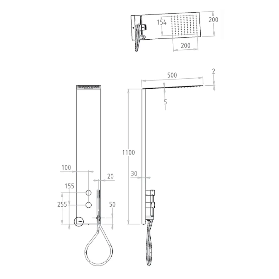 Ocelový sprchový sloup s dešťovou sprchou Made in Italy - Sailor Viadurini