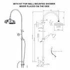 Mosazný sprchový sloup s kulatou sprchovou hlavicí a ruční sprchou vyrobené v Itálii - Brillo Viadurini