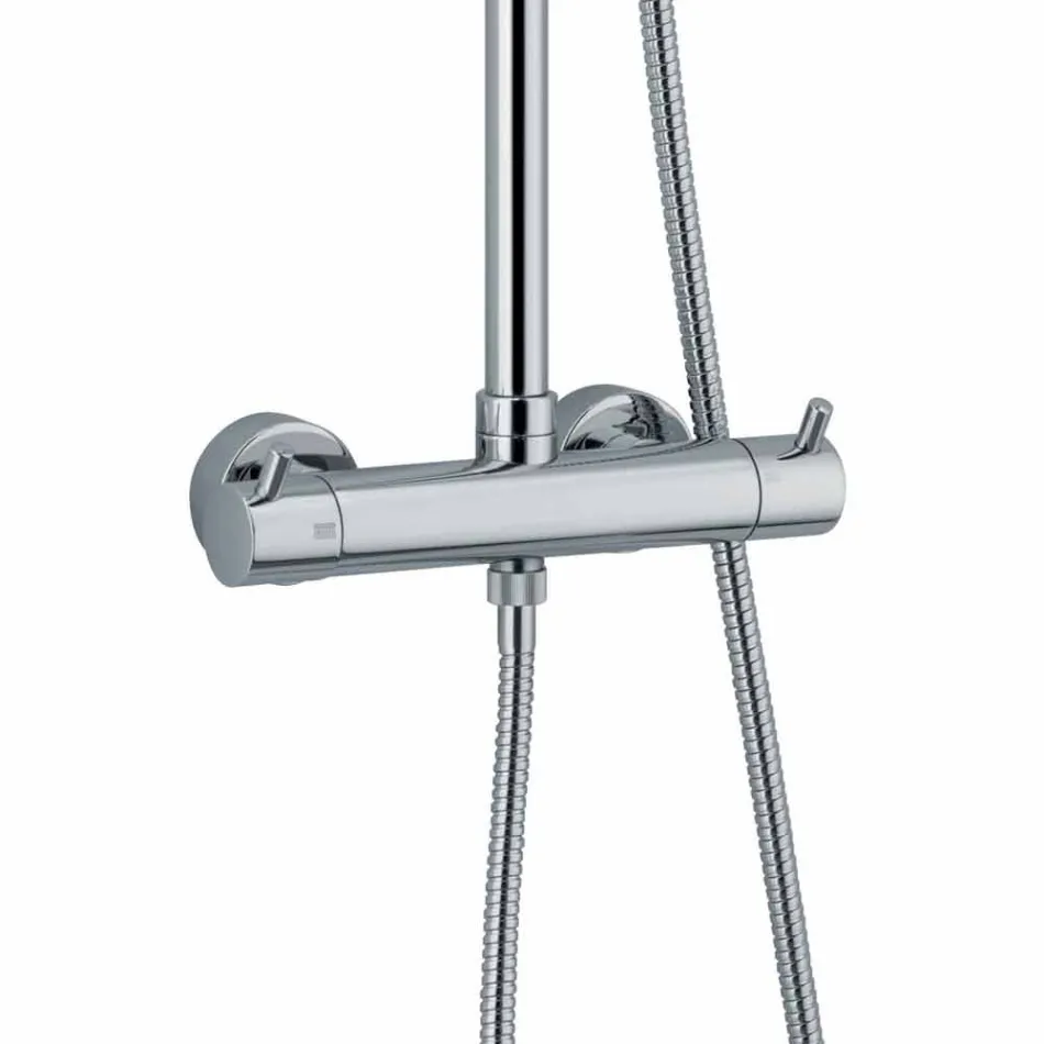 Sprchový sloup z chromované mosazi s pružnou hadicí a ruční sprchou vyrobené v Itálii - Griso Viadurini