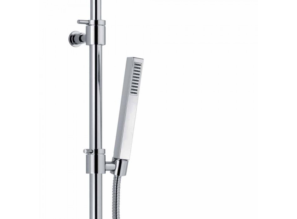 Sprchový sloup z chromované mosazi se sprchovou hlavicí a flexibilní hadicí Made in Italy - Cunio Viadurini