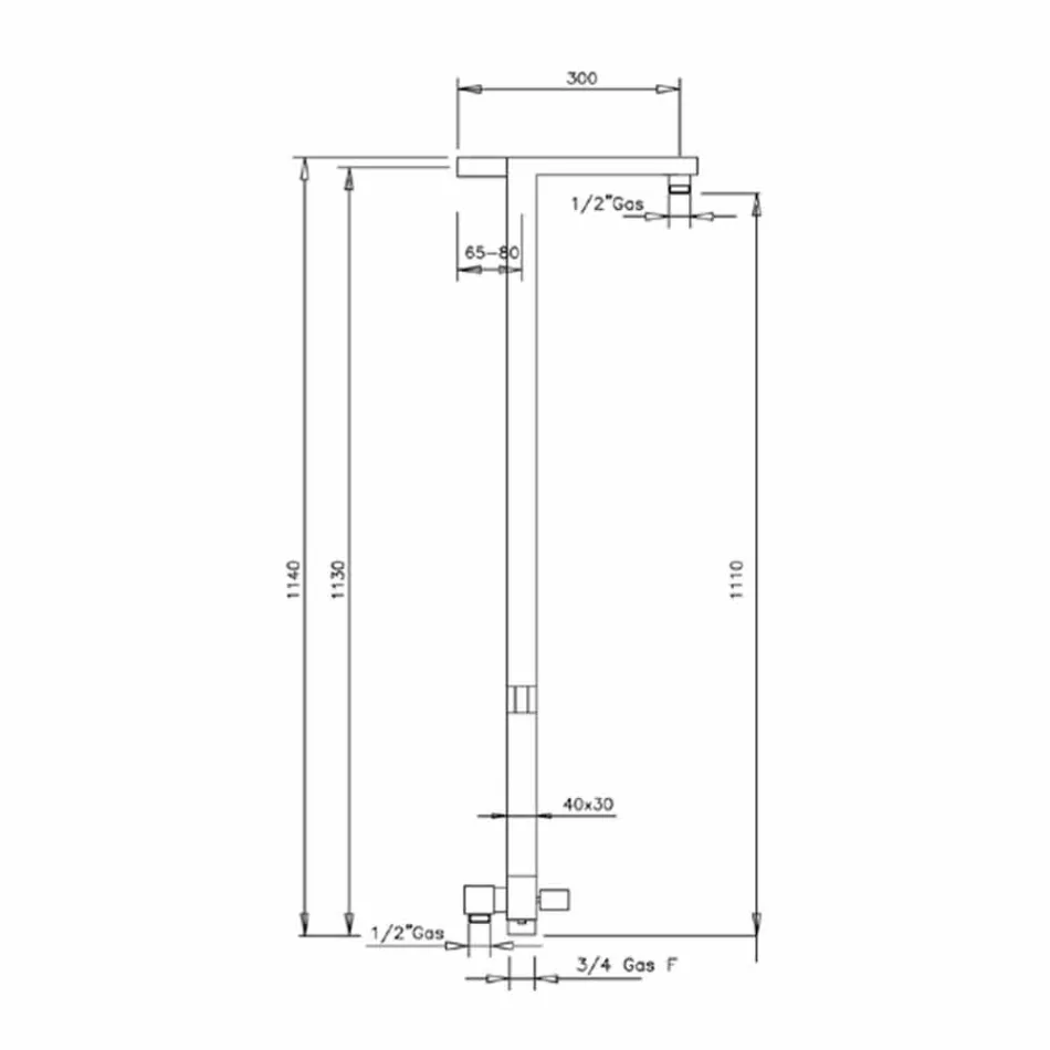Sprchový sloup z chromované mosazi s ocelovou sprchovou hlavicí Vyrobeno v Itálii - Marlo Viadurini
