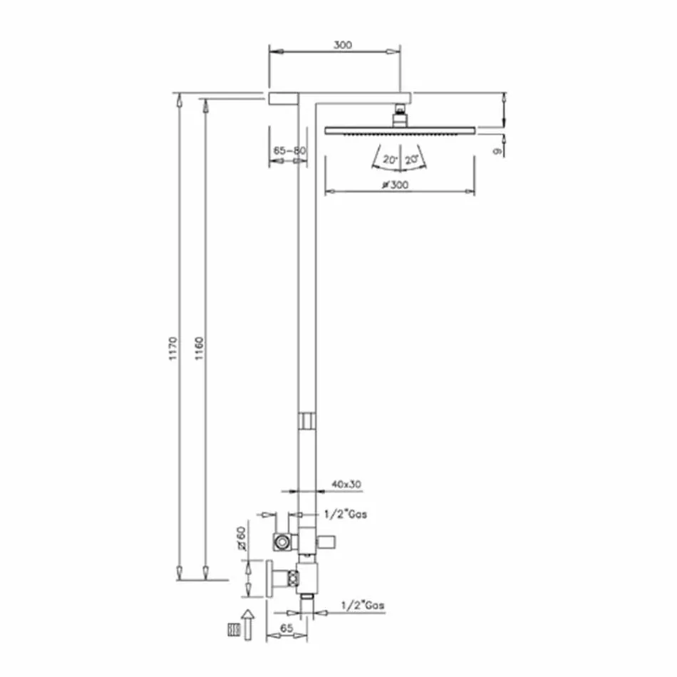 Sprchový sloup z chromované mosazi s ocelovou sprchovou hlavicí Vyrobeno v Itálii - Marlo Viadurini