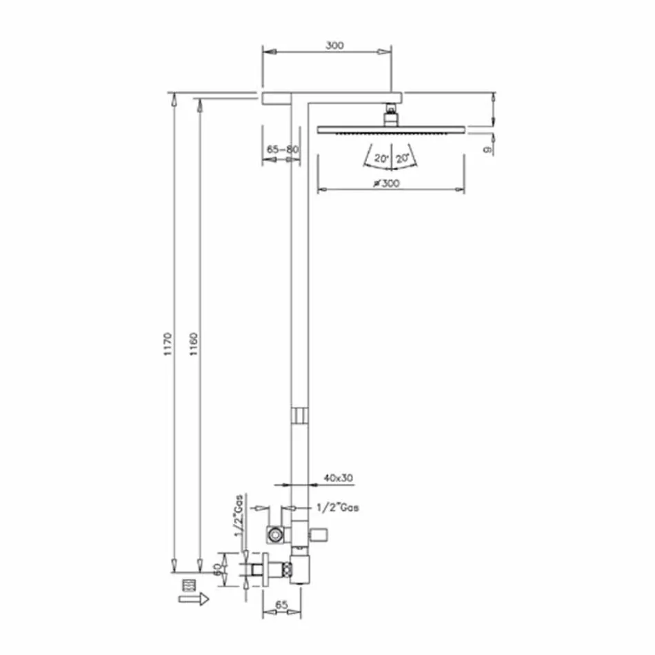 Sprchový sloup z chromované mosazi s ocelovou sprchovou hlavicí Vyrobeno v Itálii - Marlo Viadurini