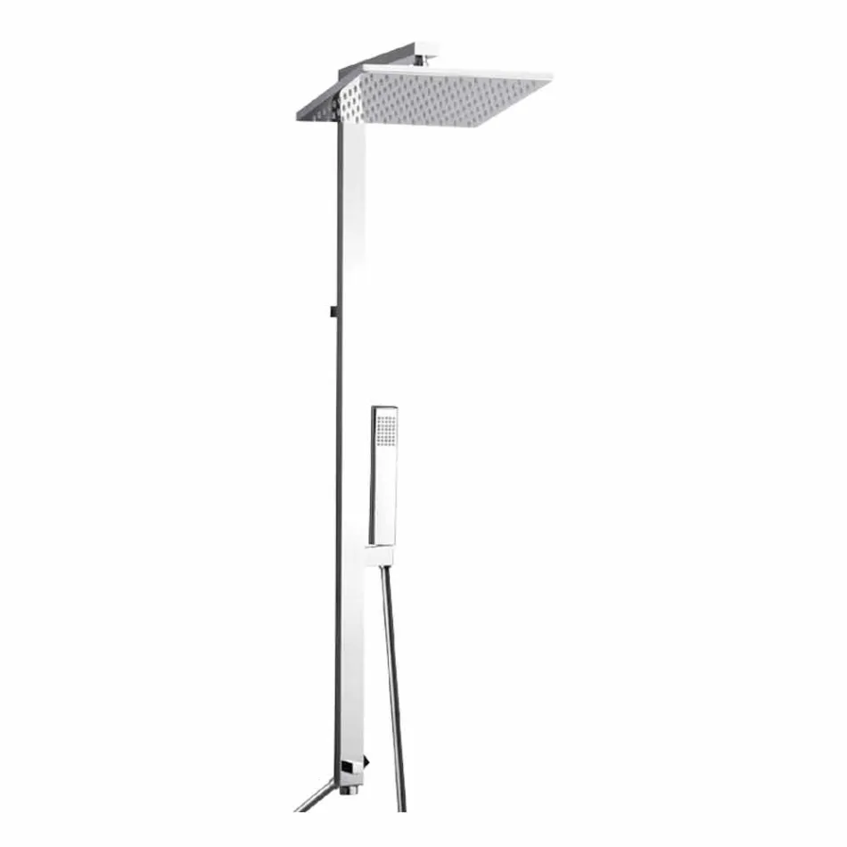 Sprchový sloup z chromované mosazi s ocelovou sprchovou hlavicí Vyrobeno v Itálii - Marlo Viadurini