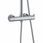 Sprchový sloup z chromované mosazi se čtvercovou sprchovou hlavicí Made in Italy - Griso Viadurini