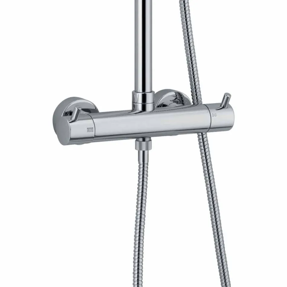 Sprchový sloup z chromované mosazi se čtvercovou sprchovou hlavicí Made in Italy - Griso Viadurini