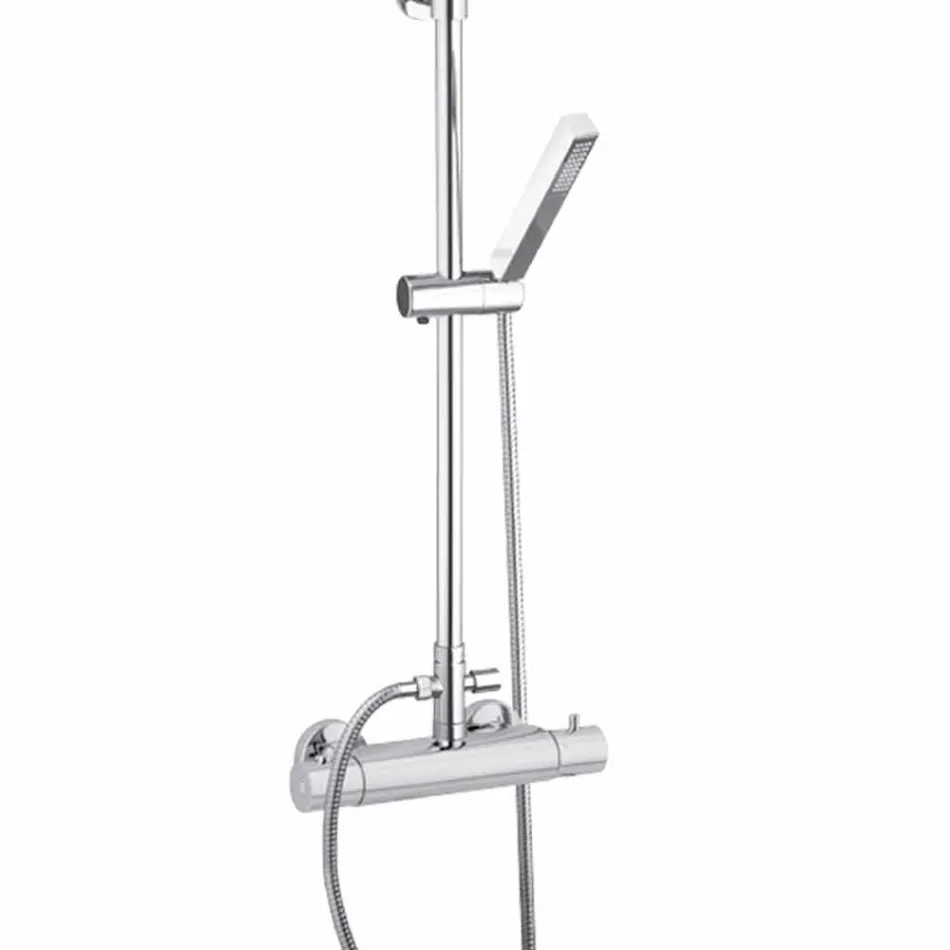 Sprchový sloup z chromované mosazi se čtvercovou sprchovou hlavicí Made in Italy - Studio Viadurini