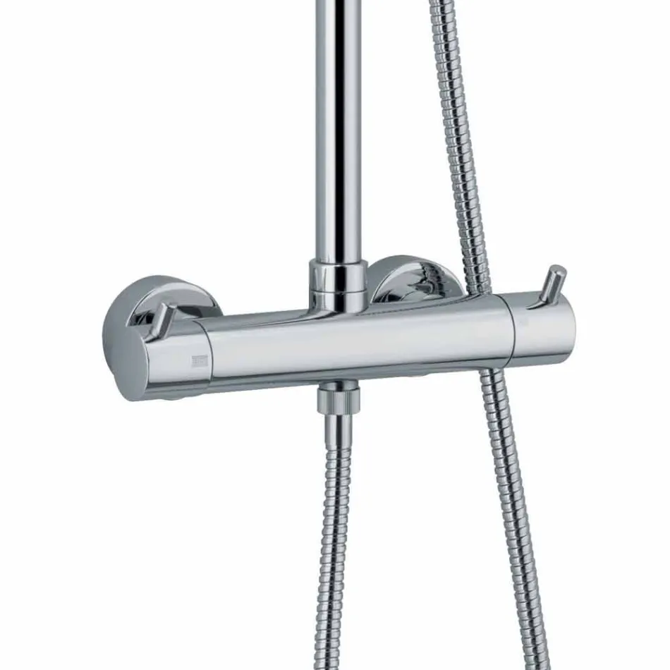 Sprchový sloup z chromované mosazi s kulatou sprchovou hlavicí Made in Italy - Griso Viadurini